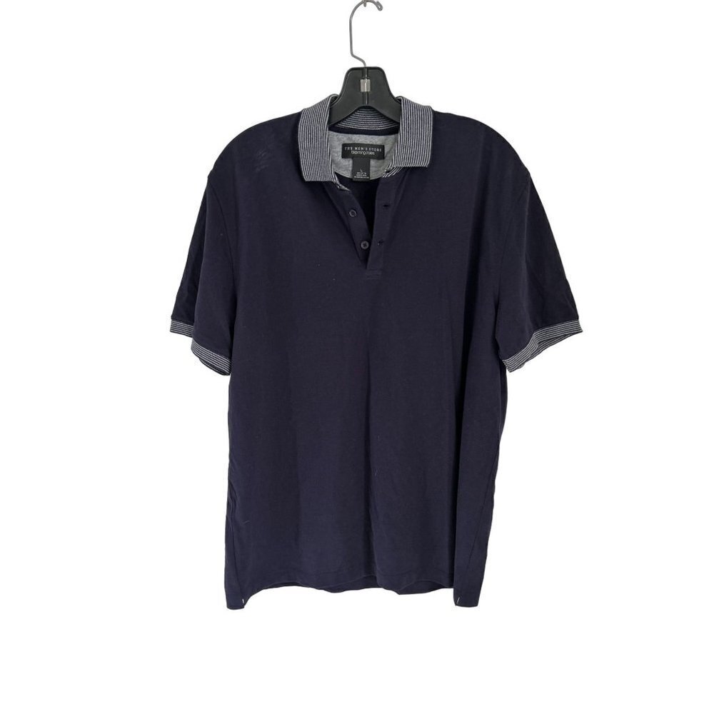 Bloomingdale's Polo Cotton Shirt Blue Pocket Size Large